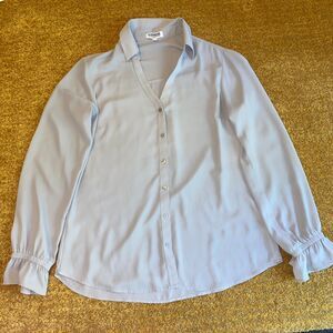 Express Slim Fit Portofino Button Up Women’s M Gray Long Sleeve Office Career